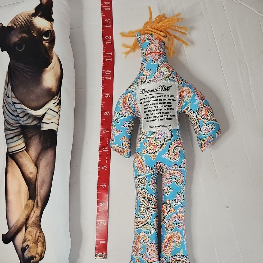 Damn It Doll And Cat Stress Relievers, Official Orange Haired Doll W Sphynx Cat